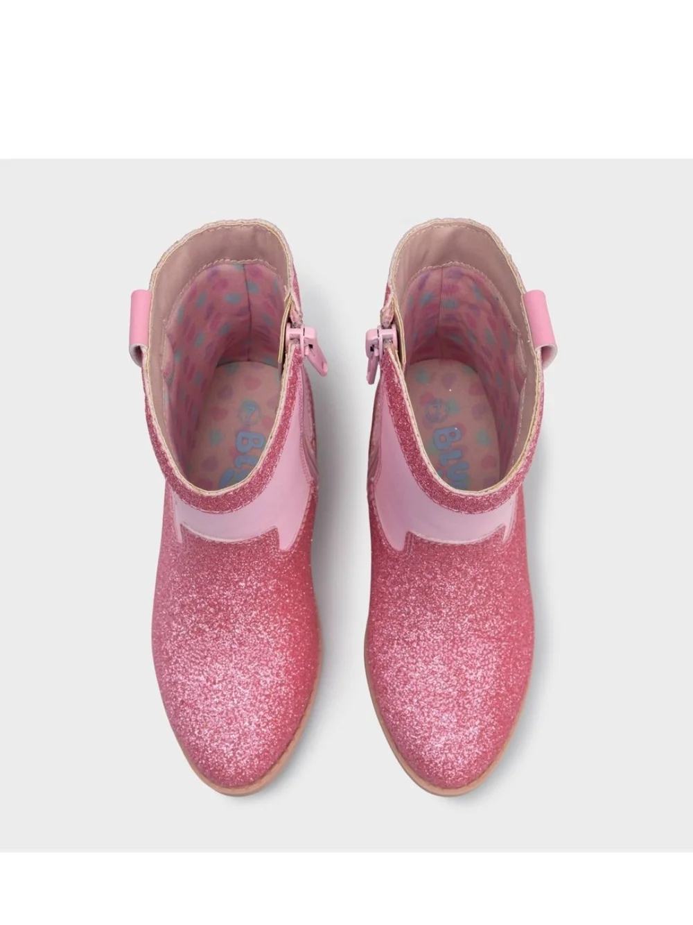 Toddler Westrn Bluey Pink Glitter Light-Up Ankle Boots